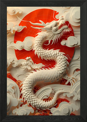 Asiatischer Papierdrache gerahmtes Wandbild Poster Leinwanddruck Bild