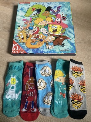 New NICKELODEON Cartoons Set Of 5 Ankle Socks With Advent Box