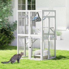 COZIWOW Outdoor Catio Cat Enclosure, Wooden Cat House Window Access