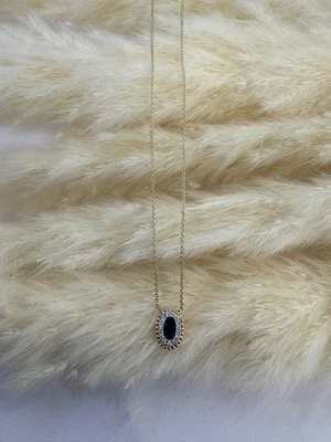 585 Gold Kollier Saphir/Diamanten.Neue Kette+Etikett+Zertifikat.Saphiranhänger - Bild 1 von 4