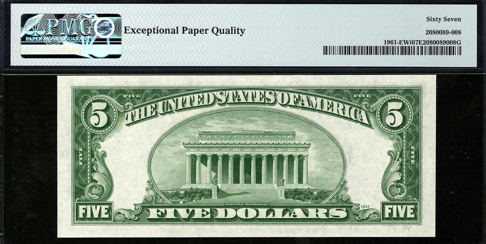 1950 $5 Richmond Federal Reserve Note FRN • 1961-E • PMG 67 EPQ • POP 5/2 - Image 3 of 3