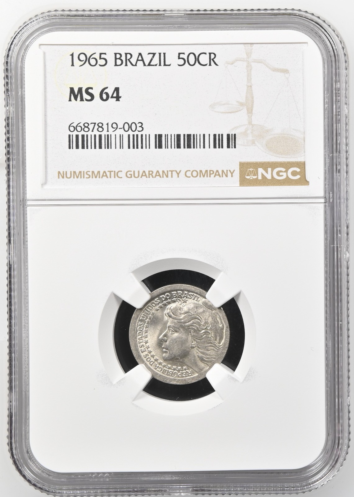 Brazil 50 Cruzeiros 1965 NGC MS 64
