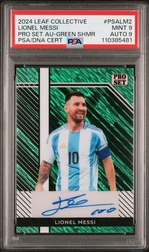 Lionel Messi 2024 Leaf Pro Set Green Shimmer Auto /6 PSA 9 Auto 9 Argentina GOAT