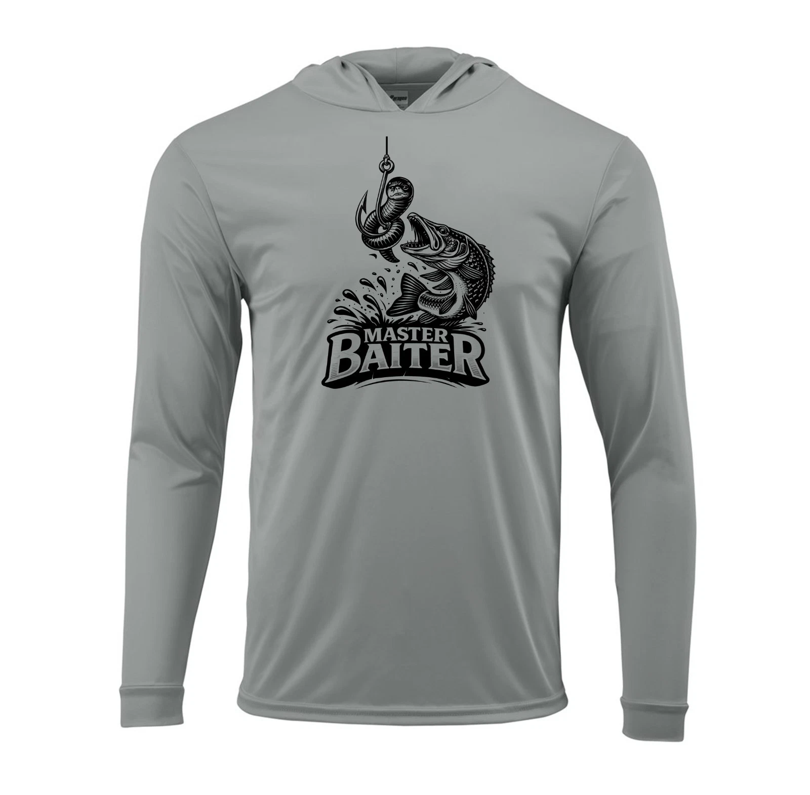 Fishing Master Baiter Capitan Fish Sport UV UPF 50 Long Sleeve T-Shirt Hood Sun