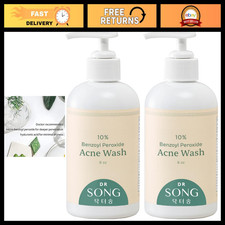 Benzoyl Peroxide 10 Acne Treatment Wash - Face  Body Cleanser 2 Pack, 8 Fl Oz