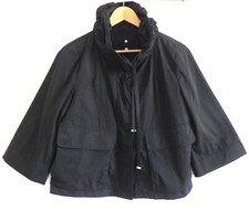 Marella Sport Hood/boxy Jacket Black 3/4 Sleeve Hidden Buttons Pockets Size 4
