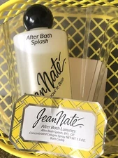 Jean Nate After Bath Splash Friction Pour Le Bain 8 oz Mostly Full  + Basket