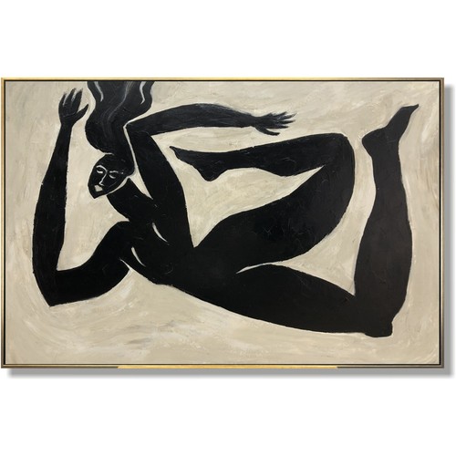Original Abstract Figurative Black And White Greek Athletes Paintings On Canvas - Picture 1 of 5