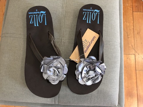 Sandali infradito supporto arco donna marrone con fiori argento quantità limitata - Foto 4 di 6