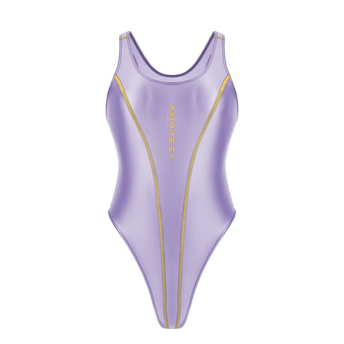 Amoresy Shiny Glossy Badeanzug Wettkampfschwimmen Sport Turnanzug Stretch Bademode - Bild 25 von 27