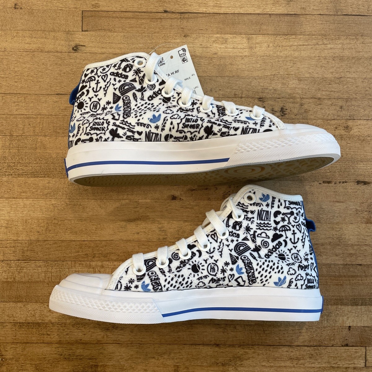 Adidas Men\'s Size 9.5 Originals Nizza High RF Sneaker Shoes FY3092 Brand New Adidas Nizza Hi RF Lifestyle Shoes White/Black/Blue FY3092  main image 2