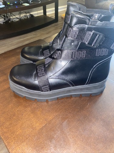 UGG SID WOMEN BOOTS LEATHER BLACK US 11 