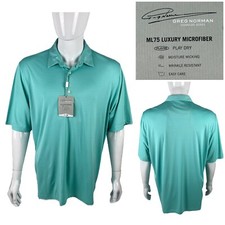 Greg Norman Mens XL Polo Shirt Golf Green Technical Performance Striped NWT