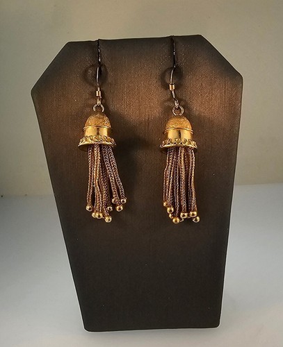 Victorian 14k Gold Long Tassel Earrings, Antique Statement Jewelry - Picture 7 of 12