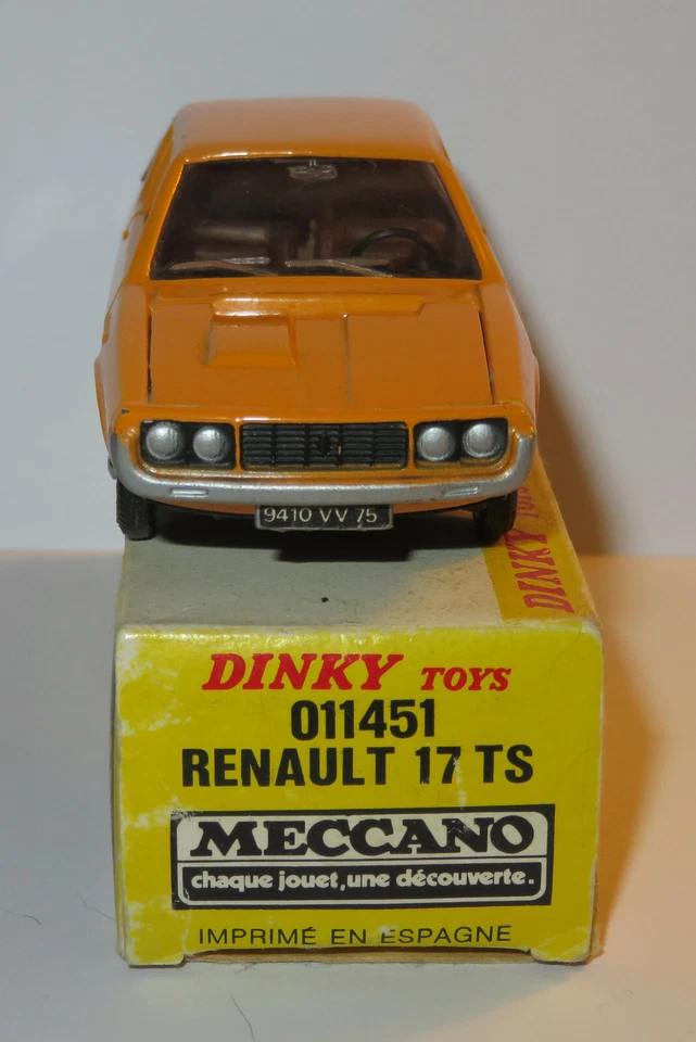 Dinky Toys Meccano Francia Made IN Spagna 02/1976 Renault 17 Ts Rif. 1451 1/43 - Immagine 4 di 4