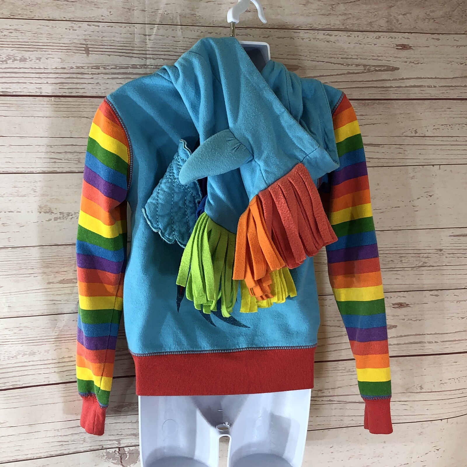 Giacca con cappuccio blu arcobaleno Rainbow Dash My Little Pony taglia 4 criniera arcobaleno