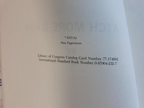 Catch More Bass by Stan Fagerstrom (1973) Signed 1st Edition Softcover - Imagen 3 de 11