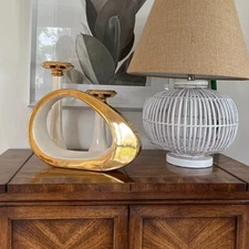 Signed JARU, Abstract Table Sculpture w 18K finish. Excellent Condition VINTAGE