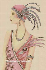 Art Deco Lady in Pink Dress Counted Cross Stitch CHART No.1-93