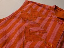 Small Womens Striped Vintage Woman Button Down Pink and Red Vest 60s 70s