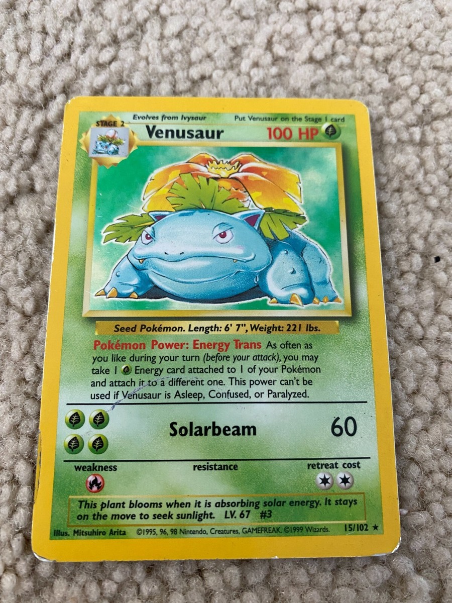 Venusaur Base Set 15/102 Unlimited Holo Rare LP WOTC 1999 Pokémon