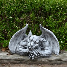 Gargoyle Guardiano del Cancello I Statua in Pietra 28 cm 20 kg Grigio Cemento Antigelo