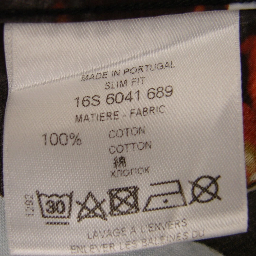 Camicia GIVENCHY da uomo 16 M arancione blu stampa floreale SLIM FIT MANICHE CORTE NUOVA