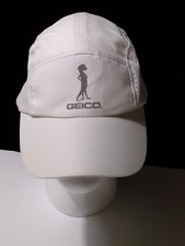 Geico Gecko Running Hat – Lightweight White Cap – Adjustable Sports Promo New
