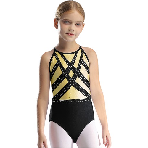 Kids Girls Jumpsuit Rhinestones Bodysuit Performance Leotard Dance Dancewear - Picture 15 of 66