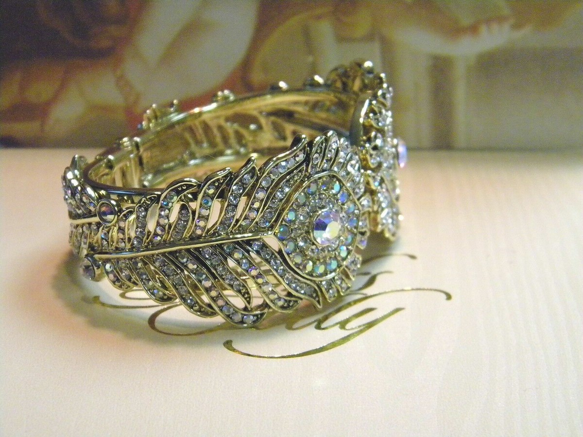 Kirks Folly Josephine Wall Spirit of Flight Peacock Feather Cuff