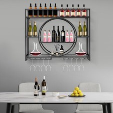 Wall-Mounted Iron Wine Rack - Industrial Style Rack for Bottles Glasses