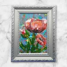 Poppies Original Painting Semi-Abstract Art Wildflowers Handmade Wall Art OOAK