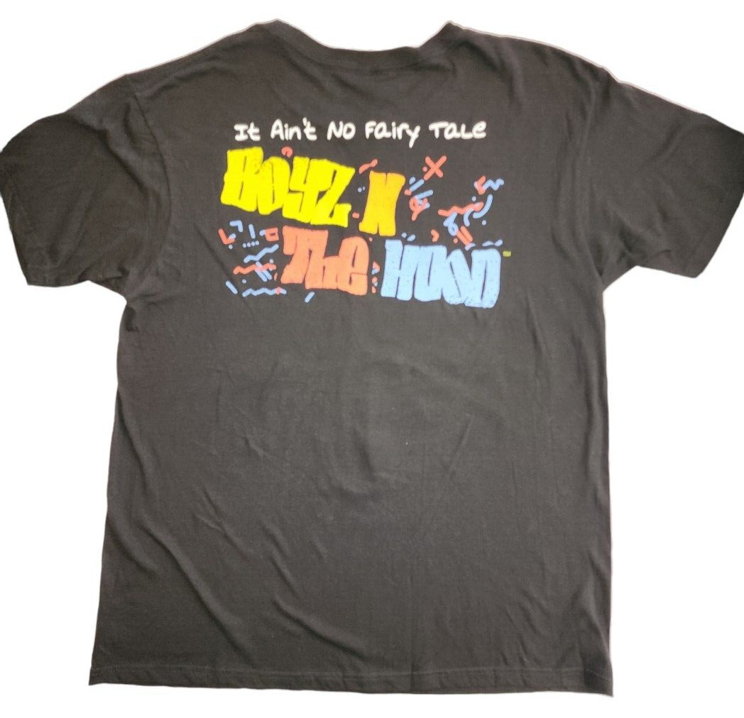 Mens Novelty Tshirt Boyz N the Hood Aint No Fairy Tale Black Size L Rap Group
