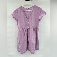 Madewell Alexandria linen blend purple babydoll dress short sleeve spring 2022 M