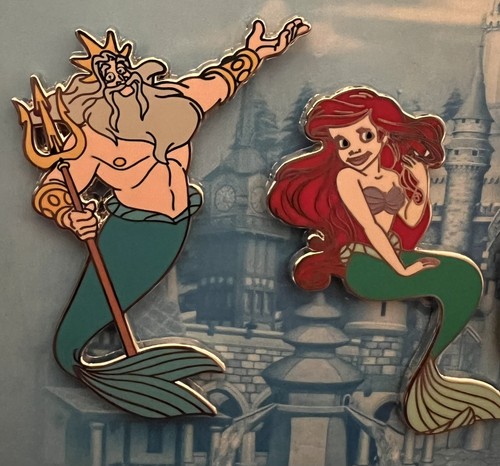 Disney Pins THE LITTLE MERMAID set of 4 Disneyland Paris DLP NEW ON CARD - Picture 2 of 5