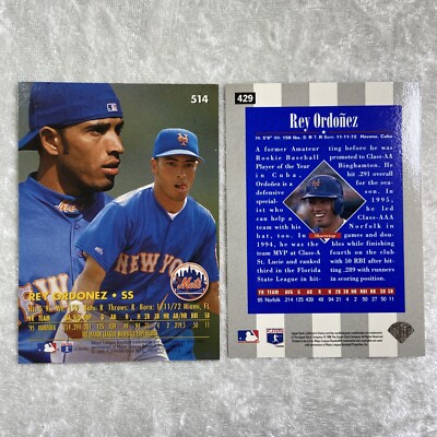 メジャーリーグ　カード　REY ORDONEZ 2) 1996 Rey Ordonez Rookie Fleer Ultra #514 & U.D. #429 Mets
