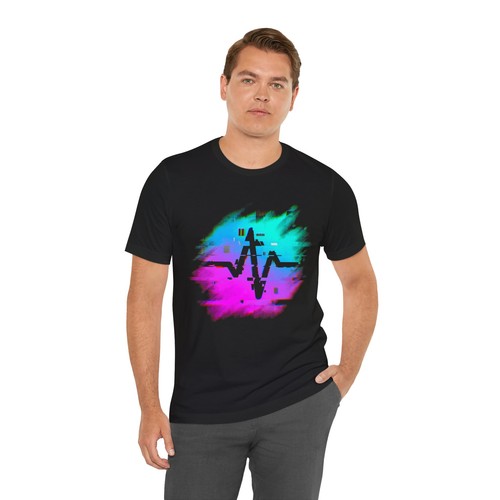 Retro Style Neon Glitch T-Shirt Vintage Look Tee - Picture 8 of 99
