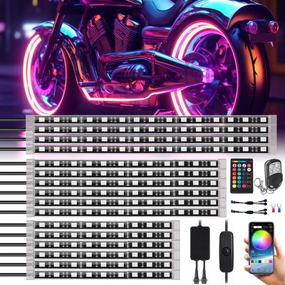 SUNPIE Motorcycle RGB LED Strip Lights -Waterproof, Remote Control Color-Chan...