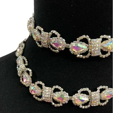 Perial Co Rhinestone Trim Iridescent Chain Sold by Yard US Seller