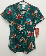Rudolph the Red Nosed Reindeer Scrub Size XXS Christmas Nurse Medical NWT Top