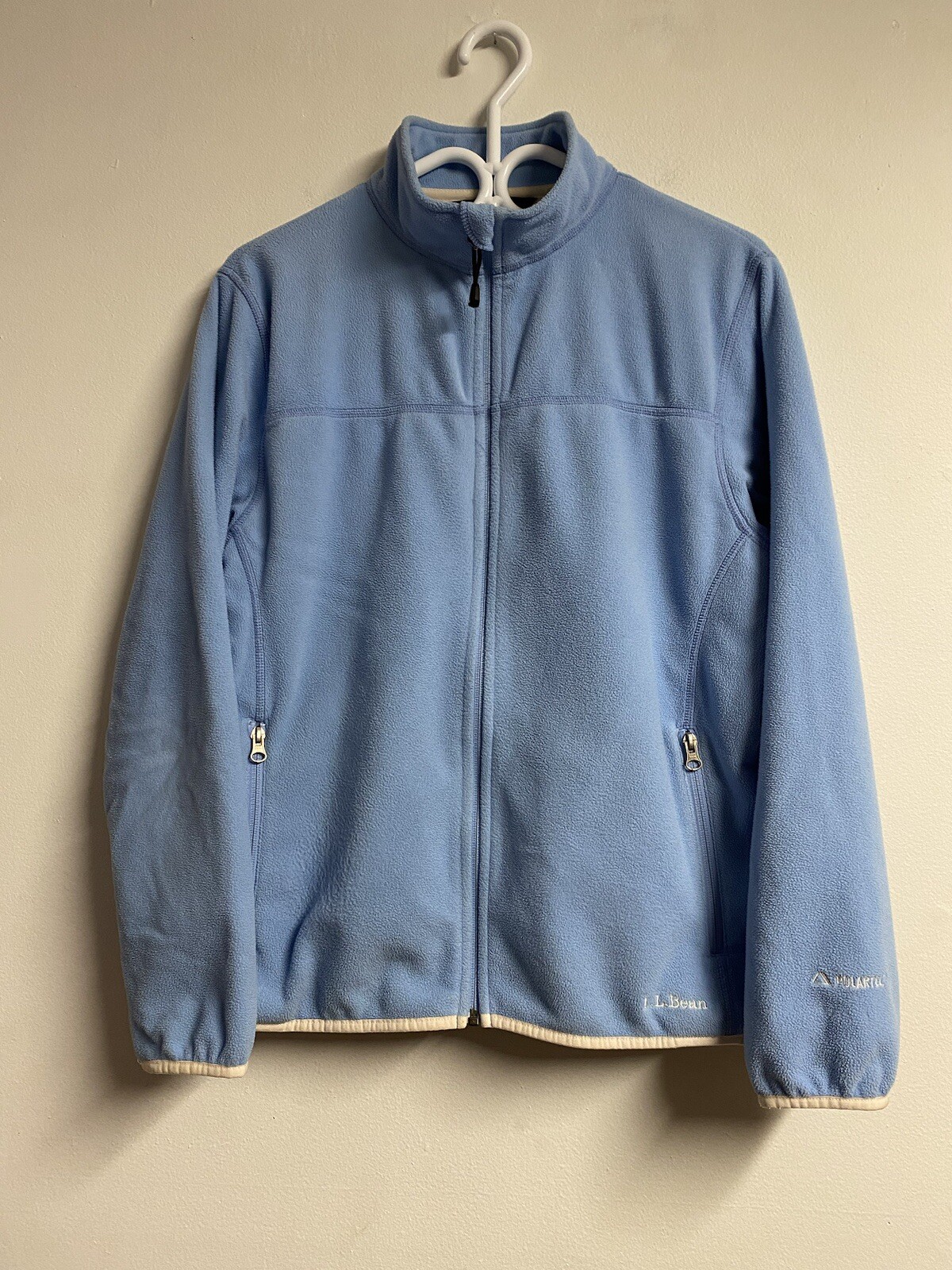 L.L.Bean Womens Baby Blue Logo Fleece Zip-Up Jacket PolarTec Size Medium