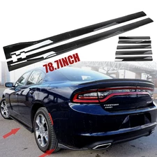 Side Skirt Extension Splitter Spoiler Lip 2m/78.7inch Glossy For Dodge Charger