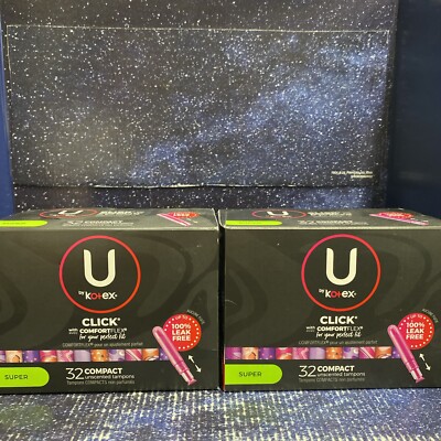 2 X U by Kotex Tampons, Super 32 Count, Compact, Unscented, 64Total.