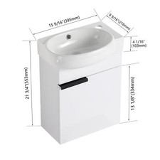 Elegant Soft Close Doors Bathroom Vanity With Sink,16 Inch For Small Bathroom