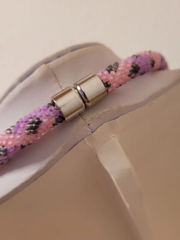 Glasperlenkette, Halskette, Perlenkette gehäkelt - Bild 3 von 3