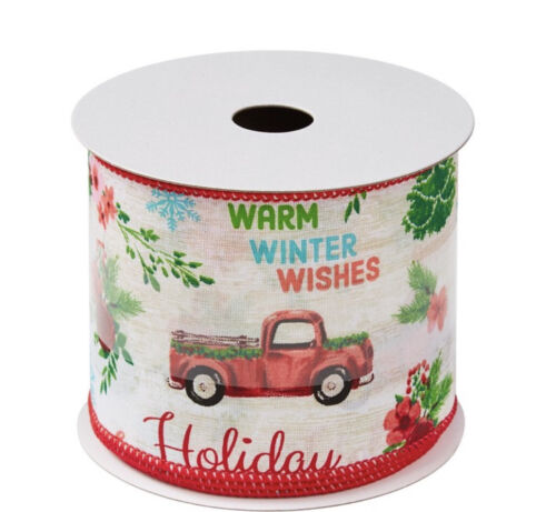 The Pioneer Woman Holiday Sentiments Fabric Ribbon 3” 21 ft. Christmas Bows - Picture 4 of 5