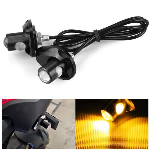 2X LED Motorcycle Turn Signals Indicator Blinker Mini Amber License Plate Light - Picture 4 of 12