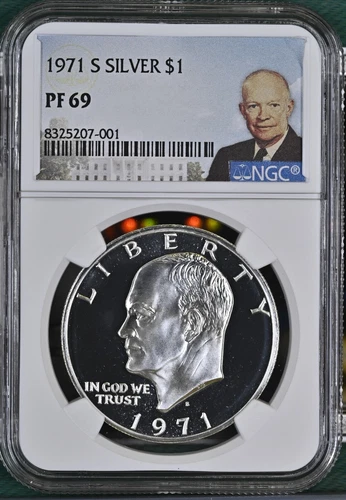 1971 S Silver Eisenhower Dollar $1 NGC PF 69