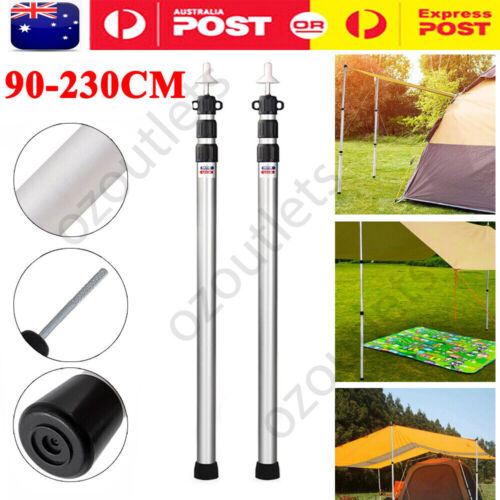 2Pcs Aluminum Camping Tarp Poles Telescoping Tent Pole Adjustable 90cm-230cm SYD - Picture 1 of 12