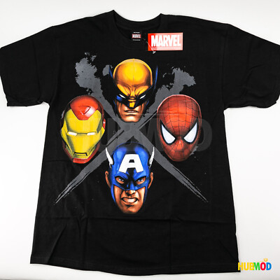 VINTAGE Y2K Mad Engine MARVEL Spiderman Wolverine Captain America Men T-Shirt L